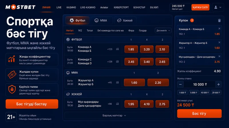 Mostbet спорт бөліміндегі футбол матчының коэффициенттер тізімі